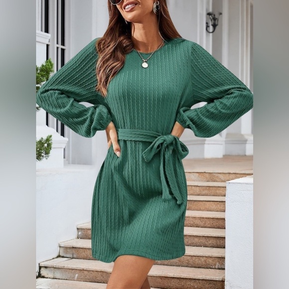 Front Knot Cozy Womens Sweater Dress - Picture 1 of 4